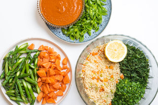 Ingredients for Cous Cous Salad with Summer Vegetables and Pickled Carrot Paprika Dressing