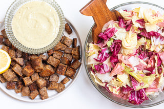 Chicory Caesar Salad with Pan-Fried Sourdough Croutons