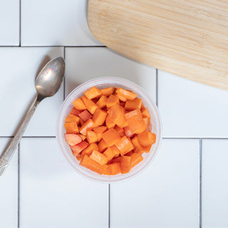diced nantes carrots in a reusable container